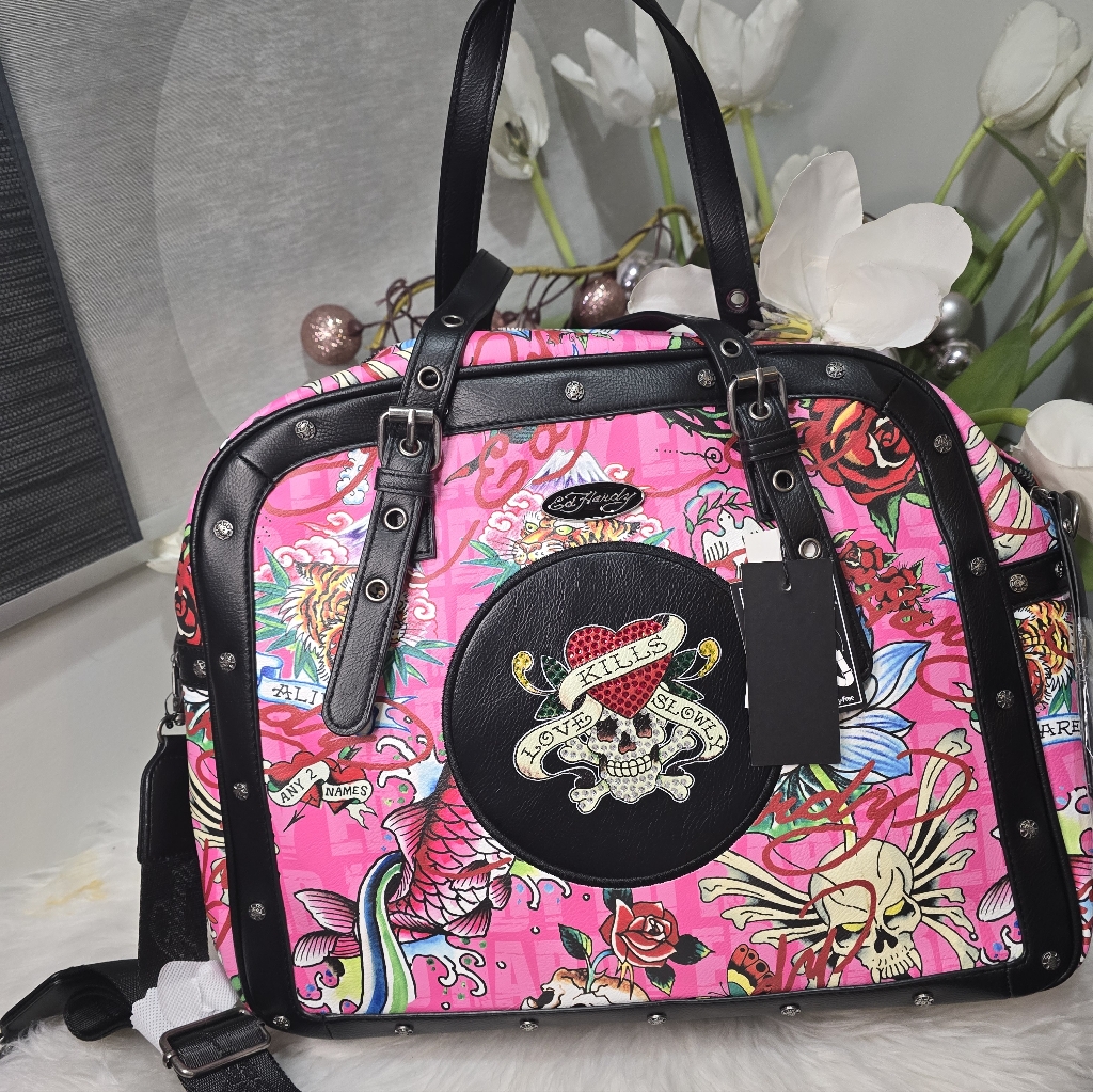 Ed Hardy Hot Pink SatchelTote Brand New